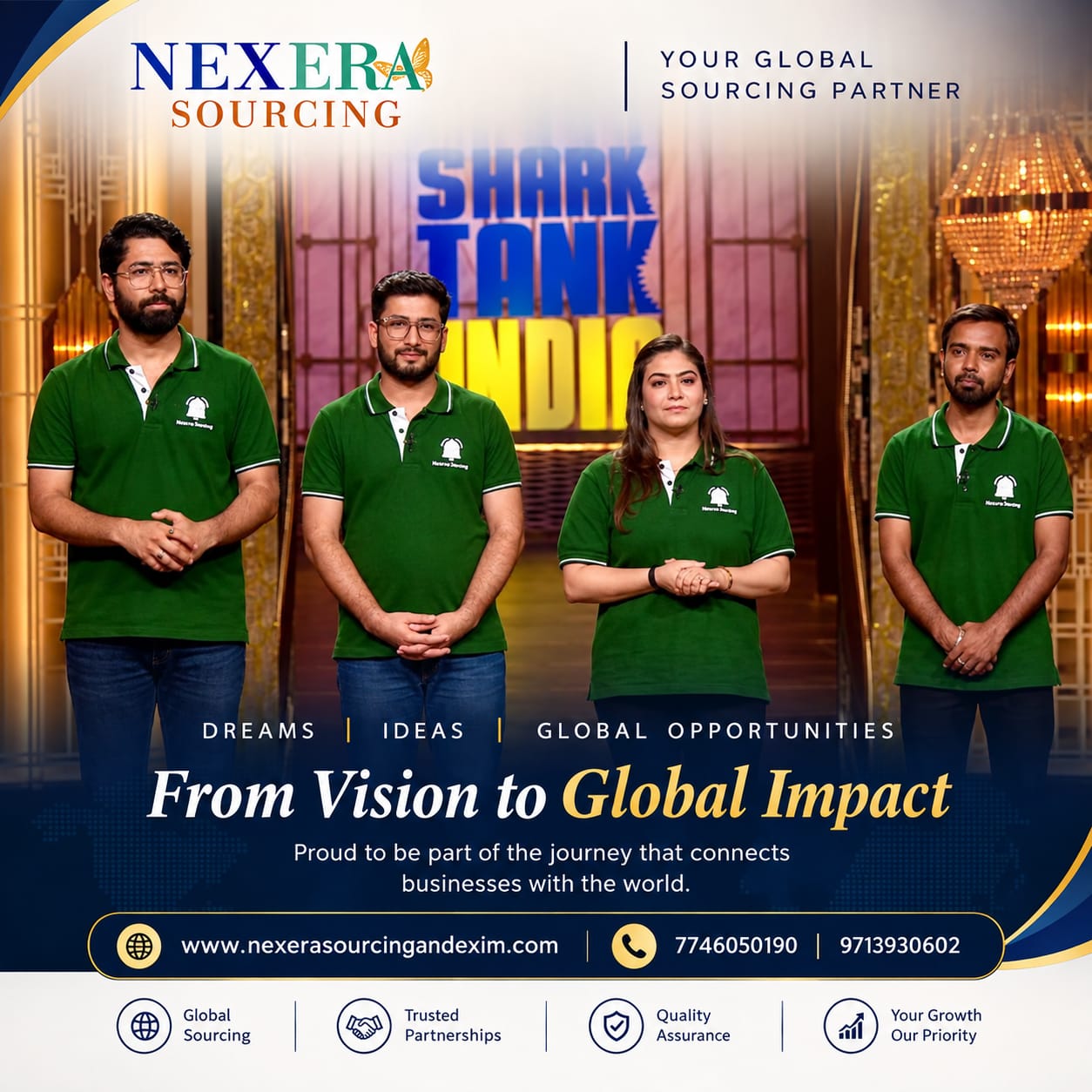 Nexera Sourcing team on the Shark Tank India set